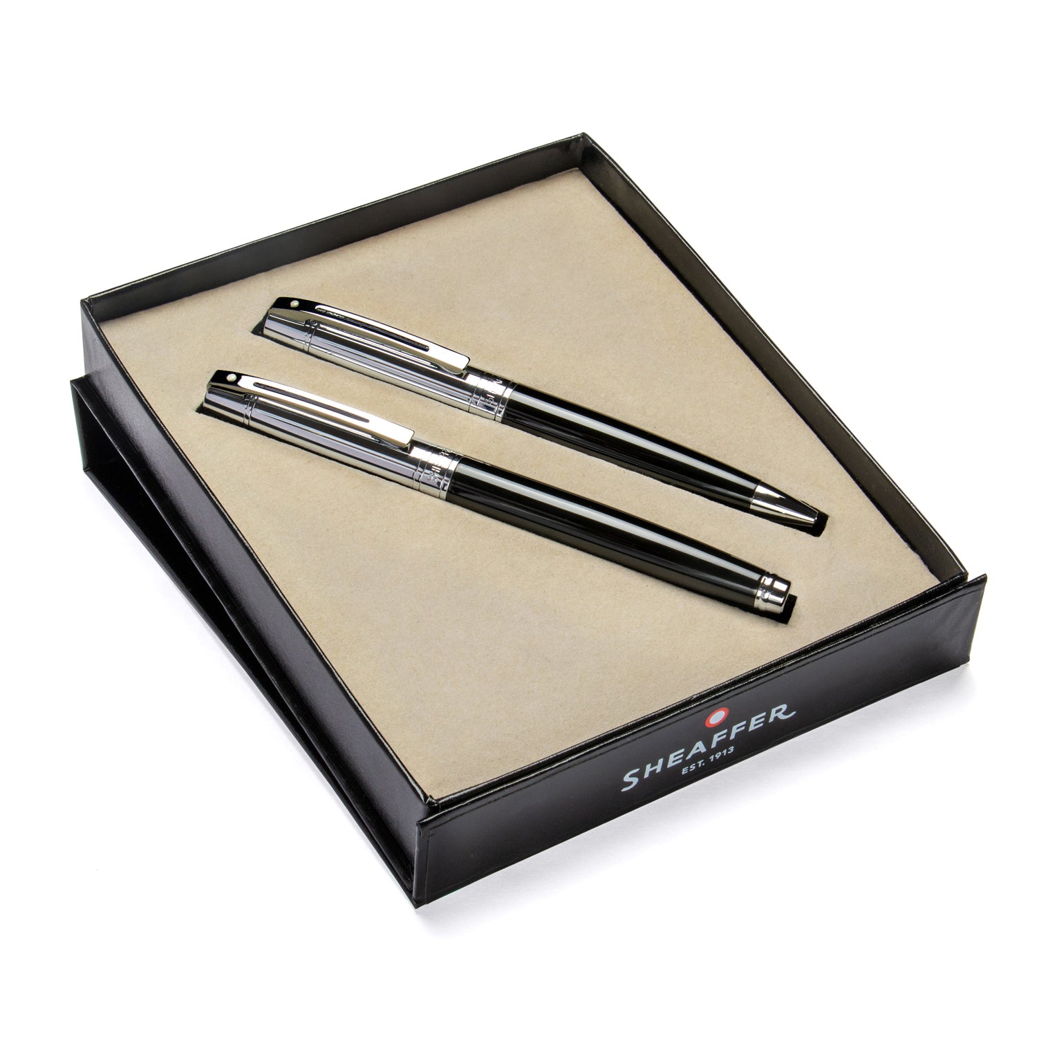 Sheaffer® Gift Set ft. Glossy Black S300 9314 with Chrome Trim as Set of 2 pens - Ballpoint Pen & Fountain pen (M)