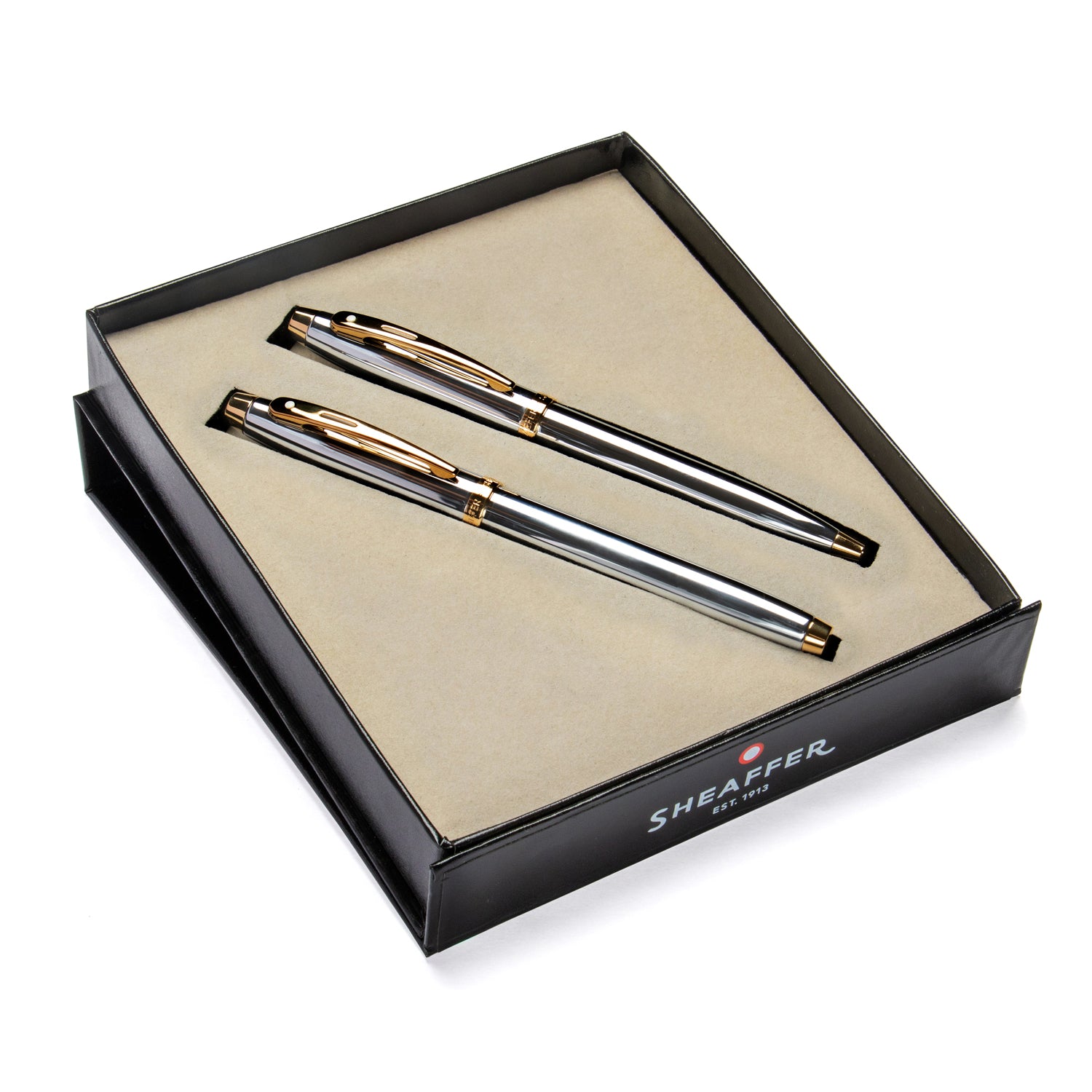 Sheaffer® Gift Set ft. Bright Chrome S100 9340 with Gold Tone Trim as Set of 2 pens - Ballpoint Pen & Fountain pen (M)