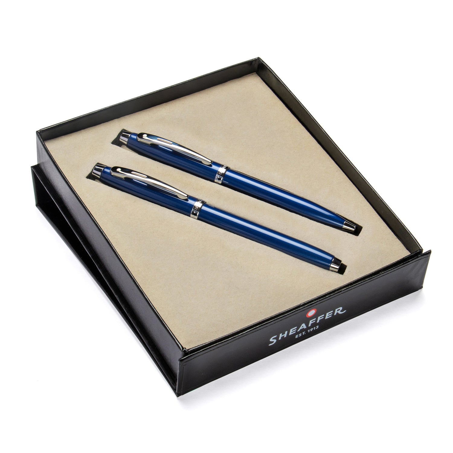 Sheaffer® Gift Set ft. Glossy Blue S100 9339 with Chrome Trim as Set of 2 pens - Ballpoint Pen & Rollerball pen
