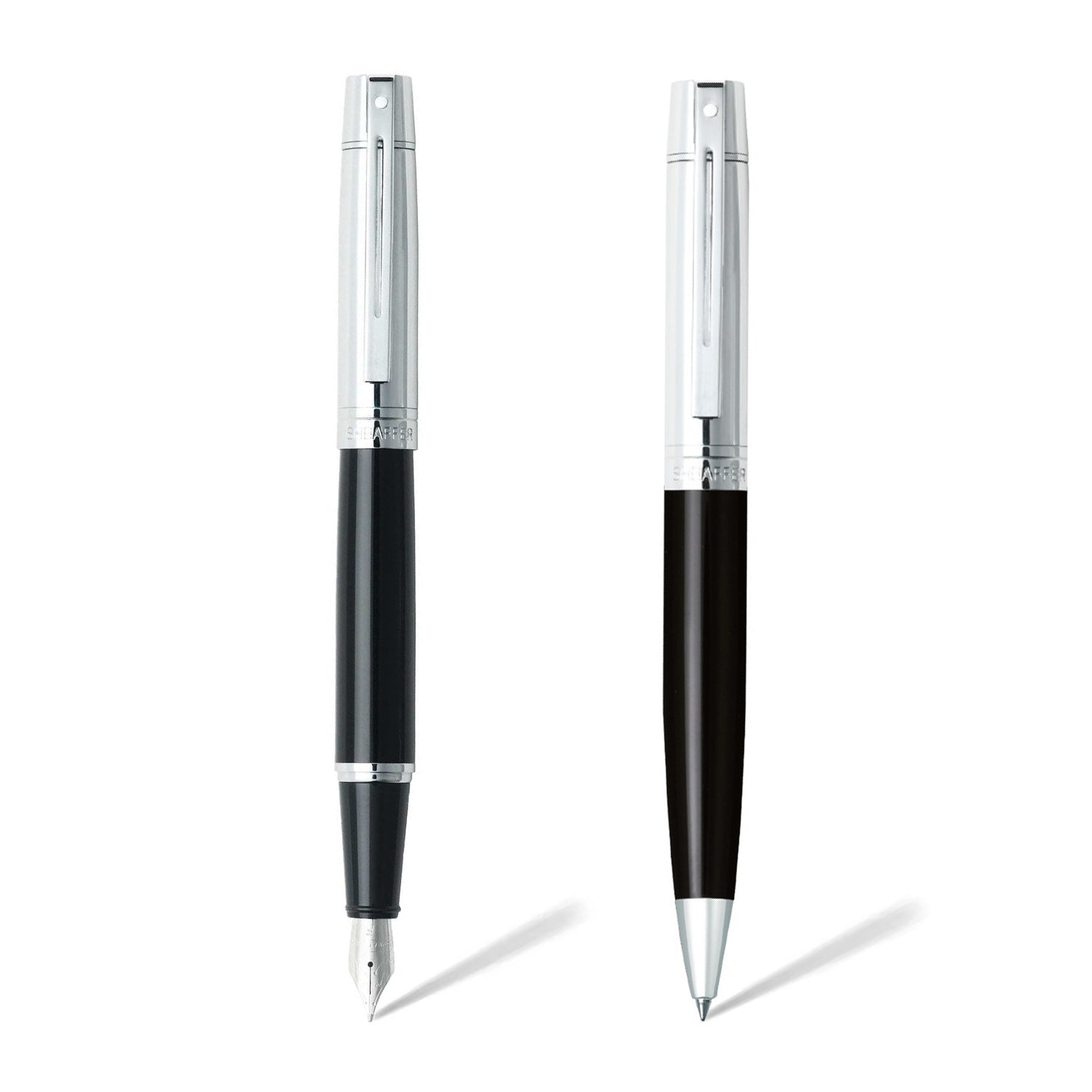 Sheaffer® Gift Set ft. Glossy Black S300 9314 with Chrome Trim as Set of 2 pens - Ballpoint Pen & Fountain pen (M)