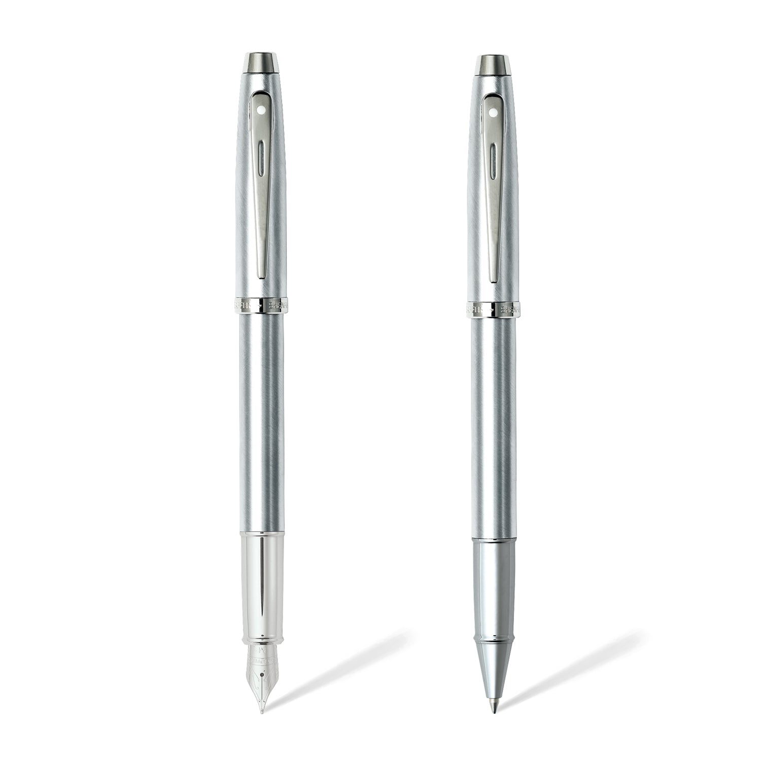 Sheaffer® Gift Set ft. Brushed Chrome S100 9306 with Chrome Trim as Set of 2 pens -  Rollerball Pen & Fountain pen (M)