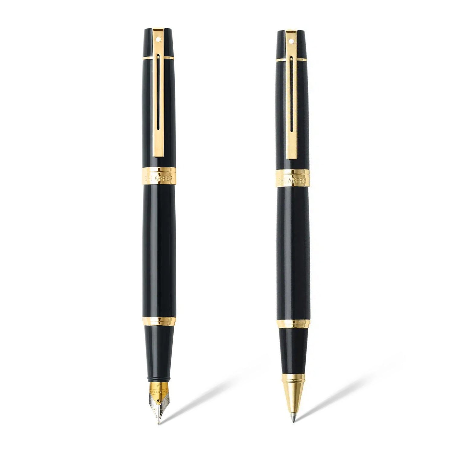 Sheaffer® Gift Set ft. Glossy Black S300 9325 with Gold Tone Trim as Set of 2 pens - Rollerball Pen & Fountain pen (M)
