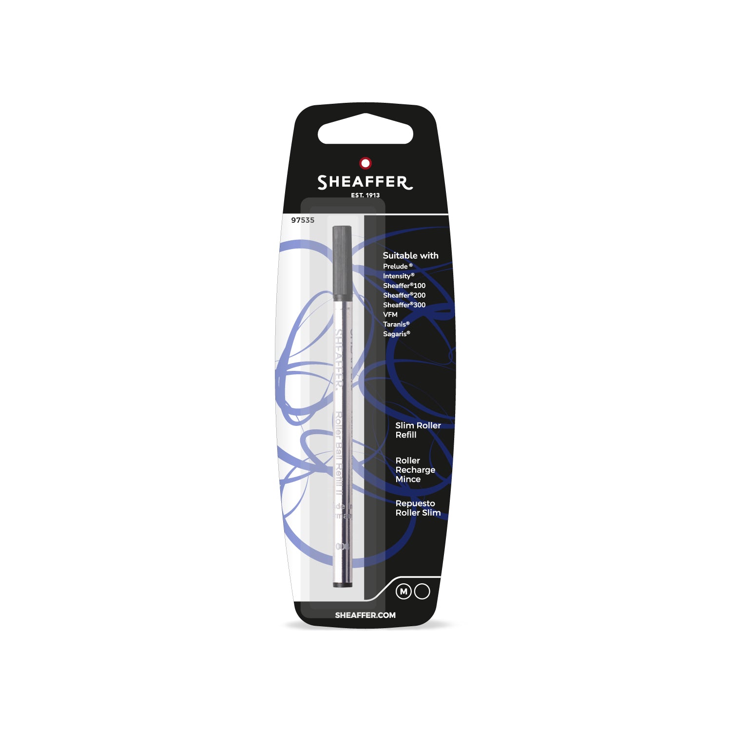 Sheaffer® Slim Rollerball Refill - Black Medium - Blister Card