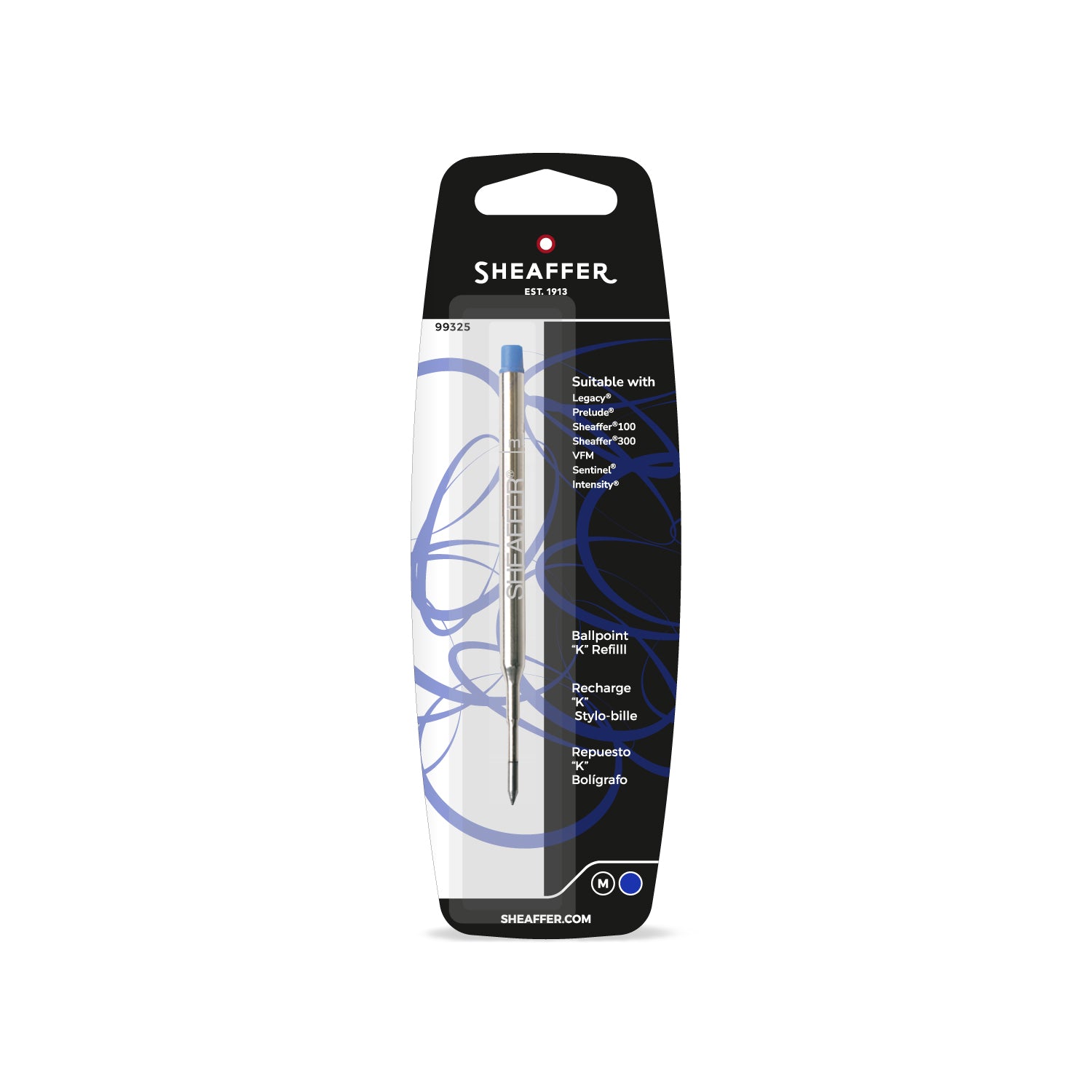 Sheaffer® Ballpoint Refill "K" Style - Blue Medium - Blister Card