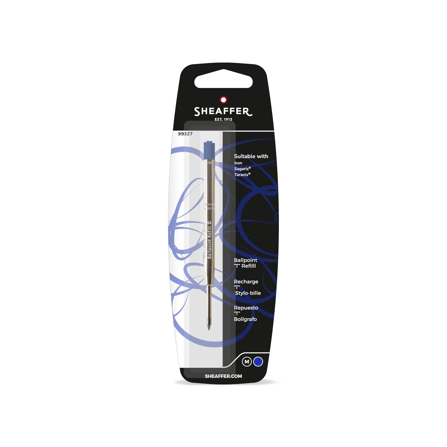 Sheaffer® Ballpoint Refill "T" Style - Blue Medium Blister Card
(fits Sagaris, Taranis & Stylus)