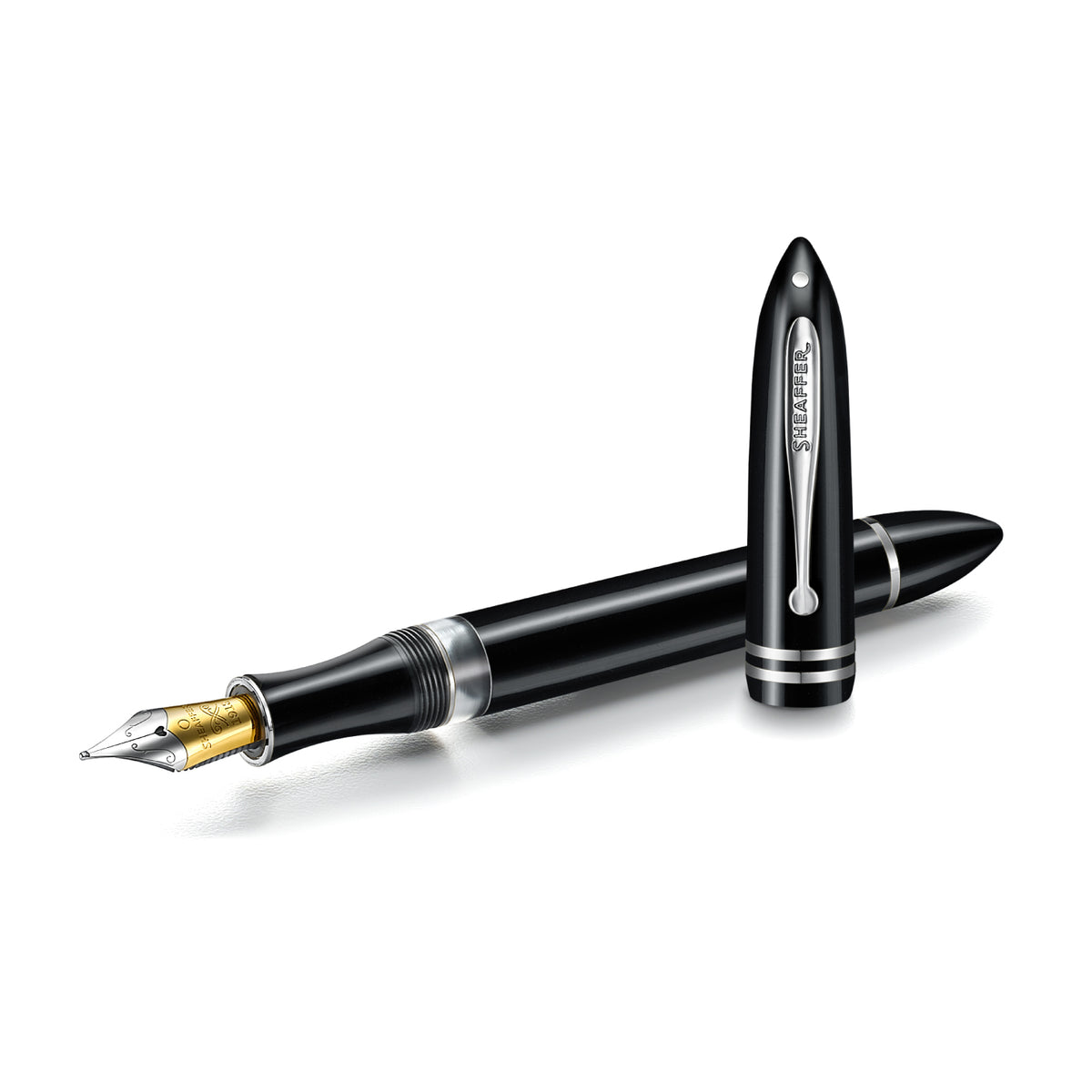 PEN SHEAFFER BALANCE III E892 GLOSSY BLACK AND CHROME TRIMS FP EXTRA FINE