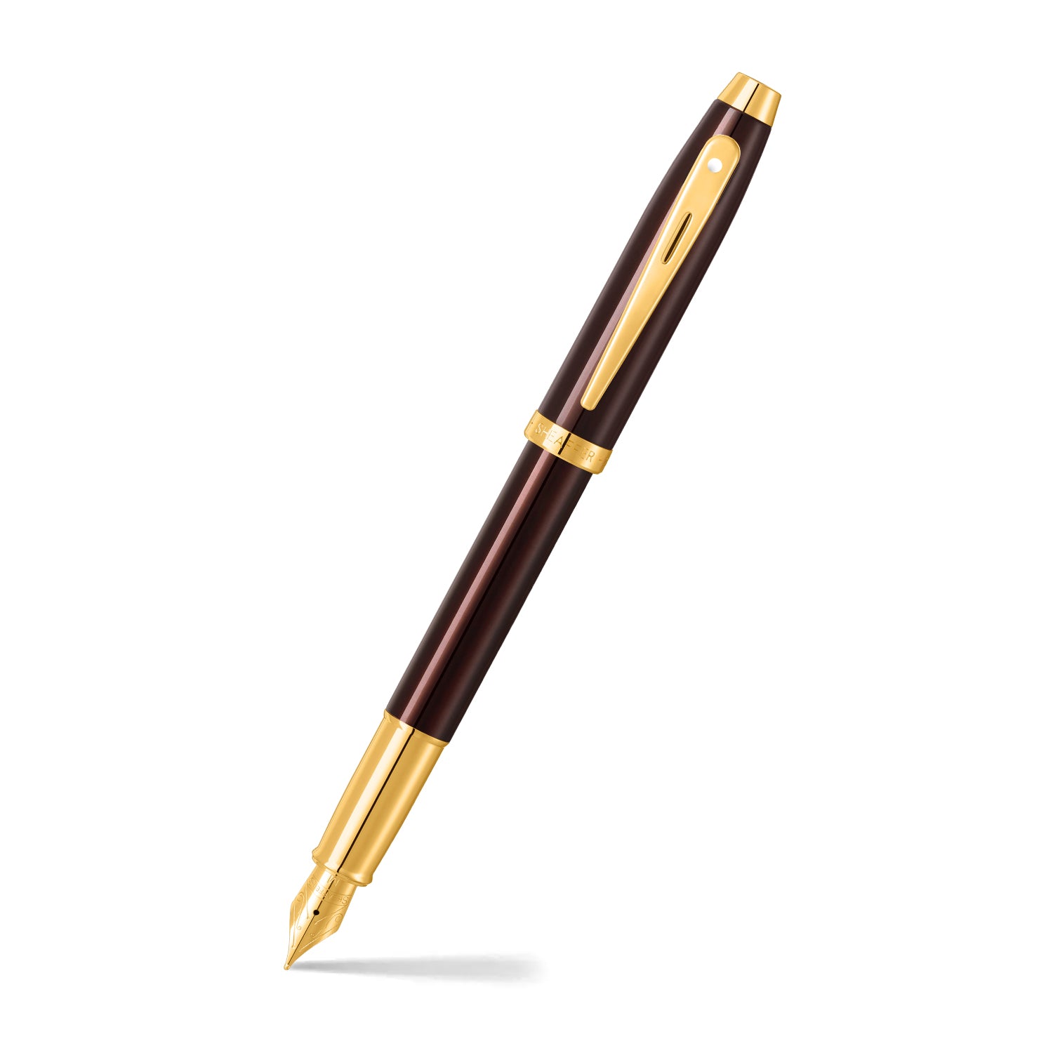Sheaffer® 100 9370 Glossy Coffee Brown Fountain Pen With PVD Gold-Tone Trim