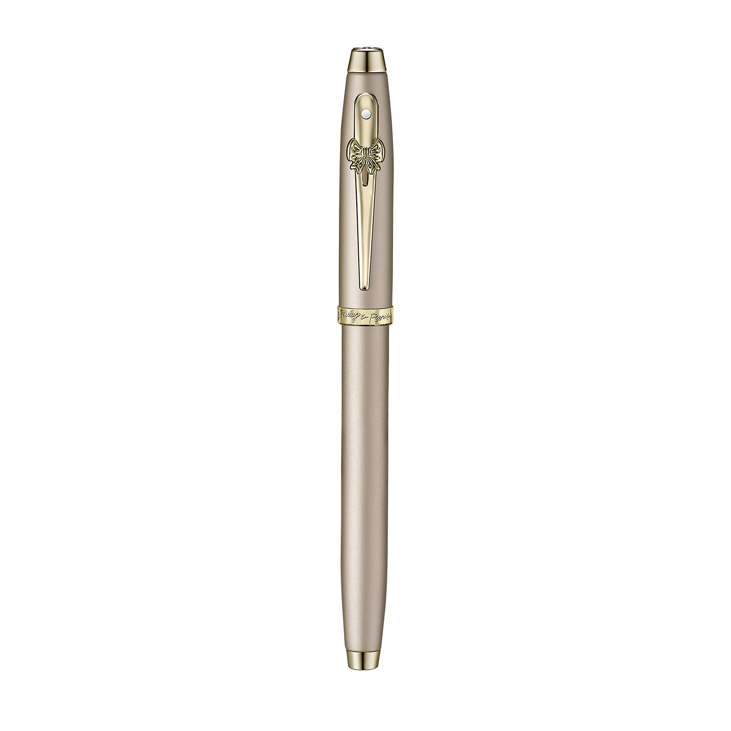 Sheaffer 100 Emily in Paris 9377 Champagne Gold Fountain Pen with Champagne Gold Trims and Bow-Shaped Clip Emblem (Fine)