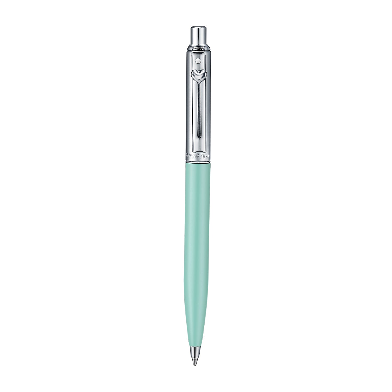 Sheaffer Sentinel Emily in Paris 321 Green Matte Finish Ballpoint Pen with Chrome-Plated Trims and Heart-Shaped Clip Emblem