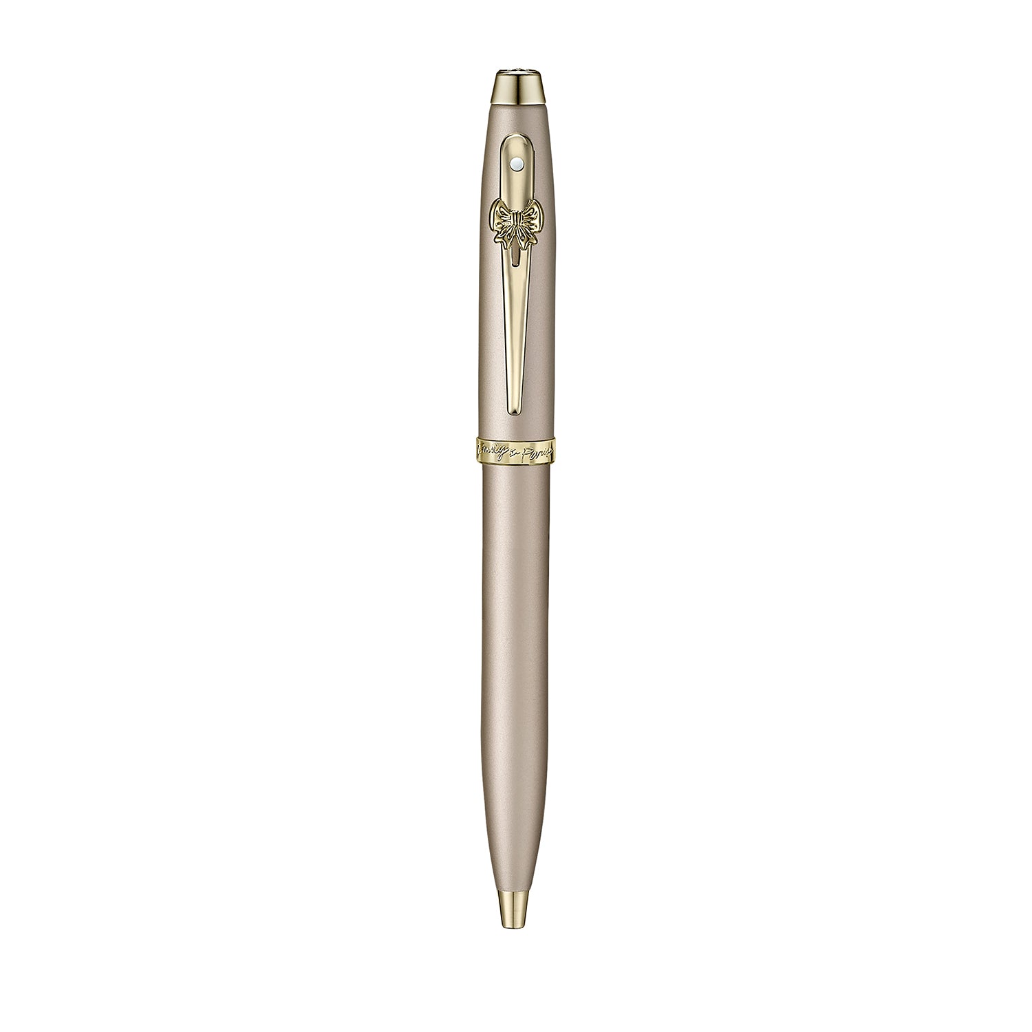 Sheaffer 100 Emily in Paris 9377 Champagne Gold Ballpoint Pen with Champagne Gold Trims and Bow-Shaped Clip Emblem