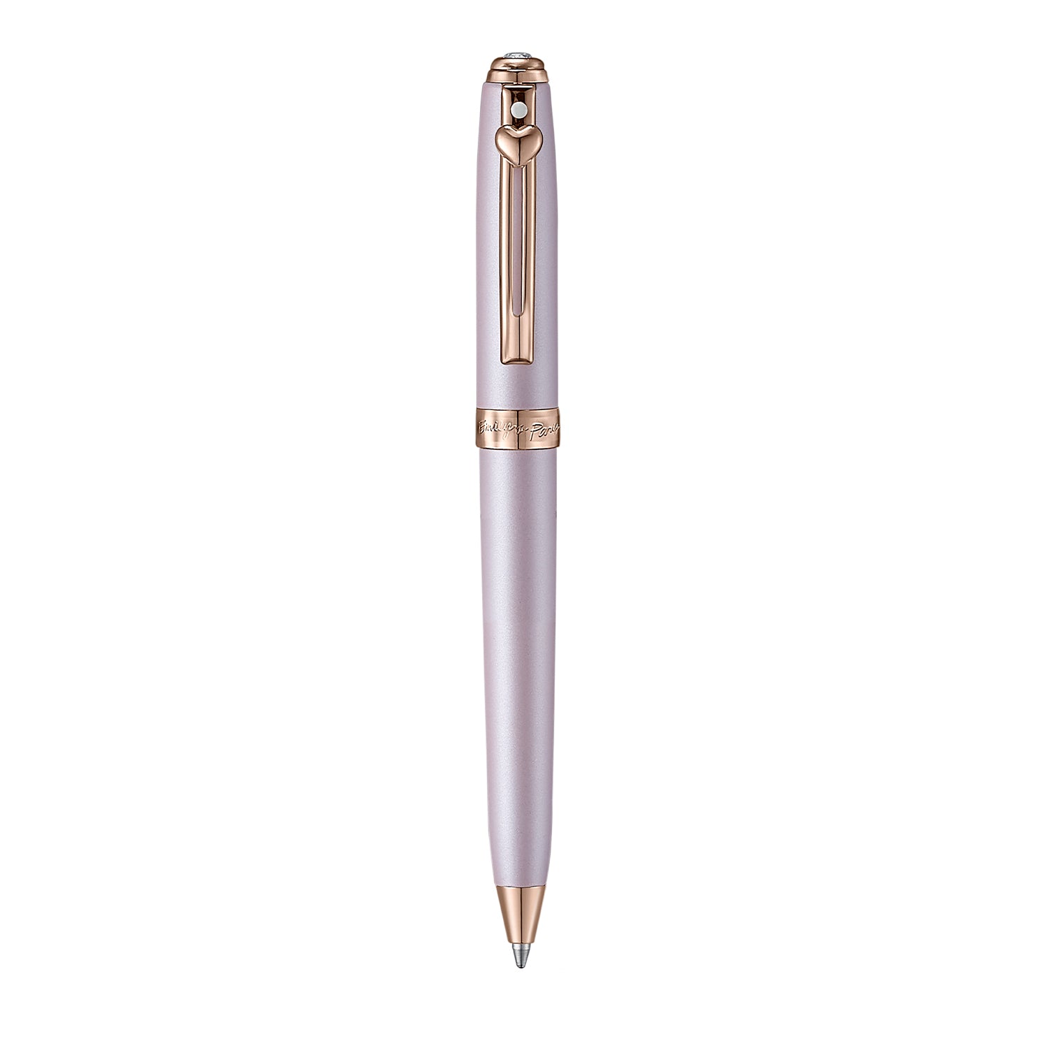Sheaffer Emily in Paris Prelude Mini 9810 Pastel Pink Ballpoint Pen and PVD Rose Gold Trims with Heart Emblem and Swarovski Crystal