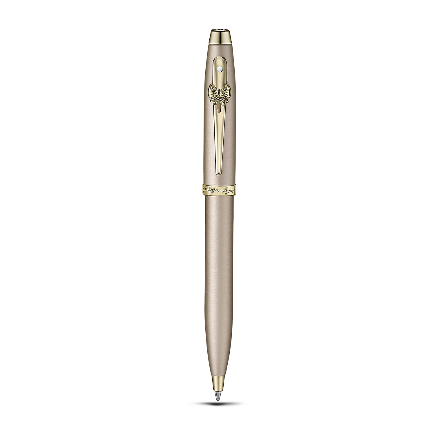 Sheaffer Gift Set ft. 100 Emily in Paris 9377 Champagne Gold Ballpoint Pen with Champagne Gold Trims and Full-Grain Credit Card Holder