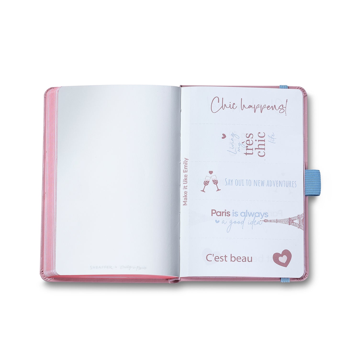 Sheaffer Emily in Paris Small Notebook 90 GSM Ink Friendly Paper with Embossed Eiffel Tower - Pink