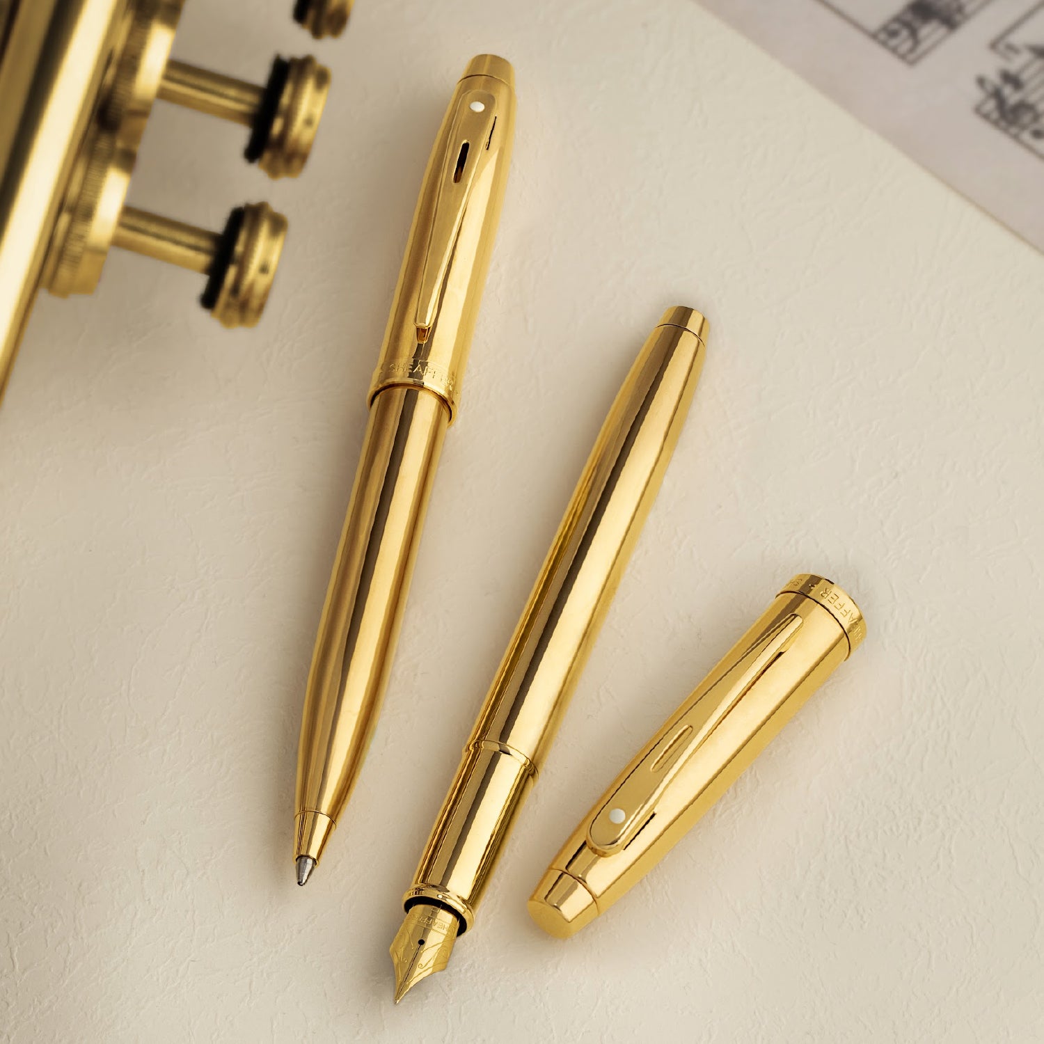 Sheaffer® 100 9372 Glossy PVD Gold Fountain Pen With PVD Gold Trim