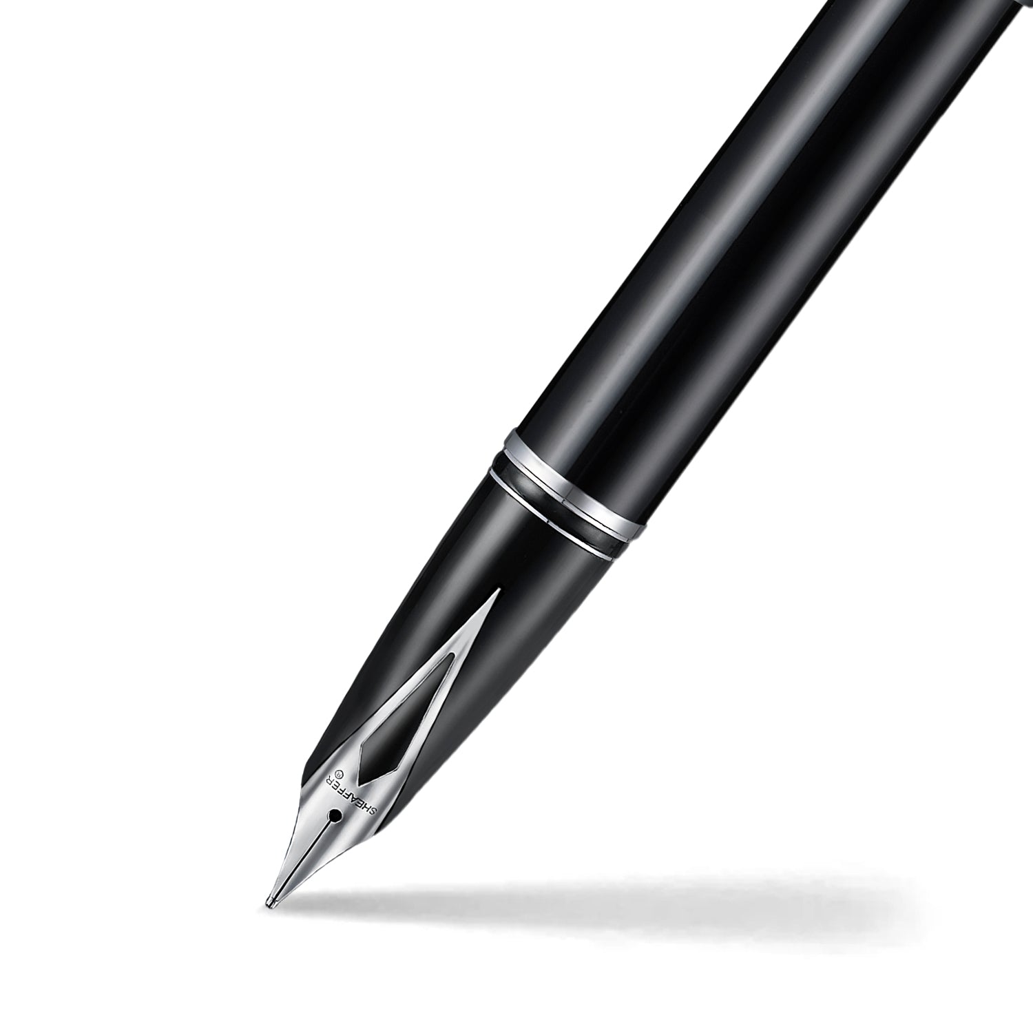 Sheaffer Legacy 9064 Glossy Black Inlaid Nib Fountain Pen (Medium) with Chrome-Plated Trims