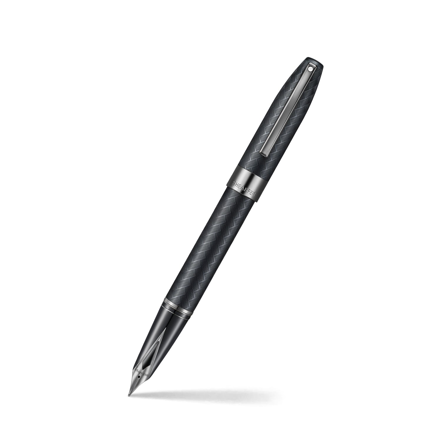 Sheaffer Legacy Chevron 9066 Matte Black Fountain Pen with PVD Gunmetal Inlaid Nib and Trims