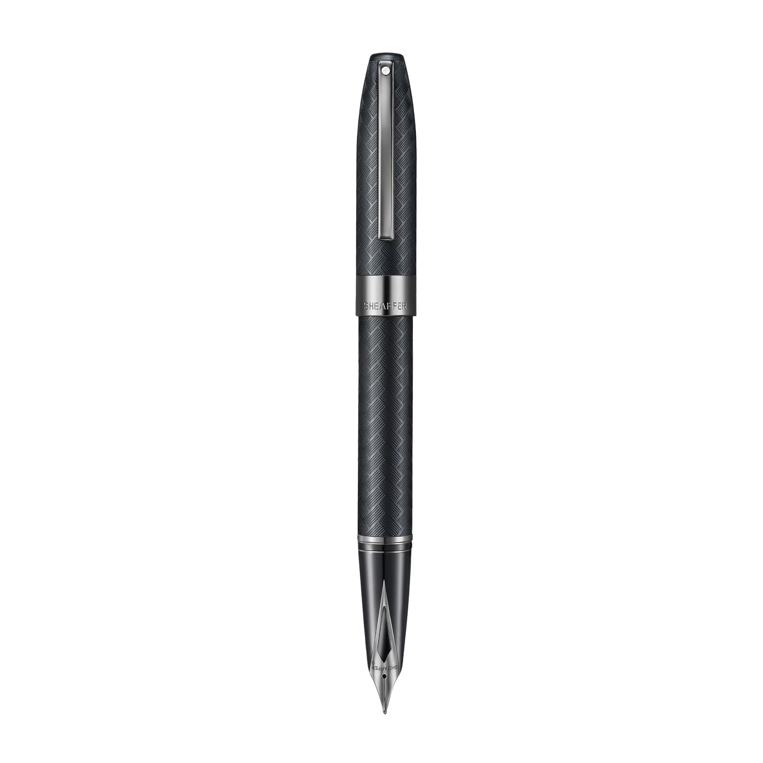 Sheaffer Legacy Chevron 9066 Matte Black Fountain Pen with PVD Gunmetal Inlaid Nib and Trims