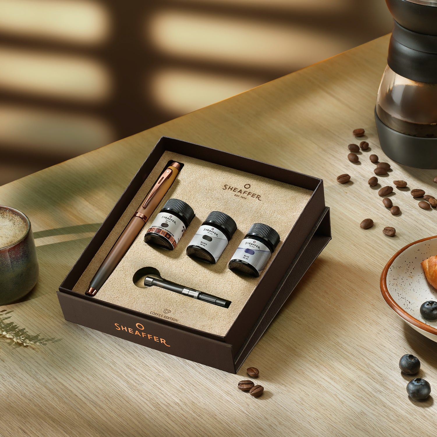 Sheaffer Coffee Edition Fountain Pen with 3 Ink Vials Gift Set (Medium)