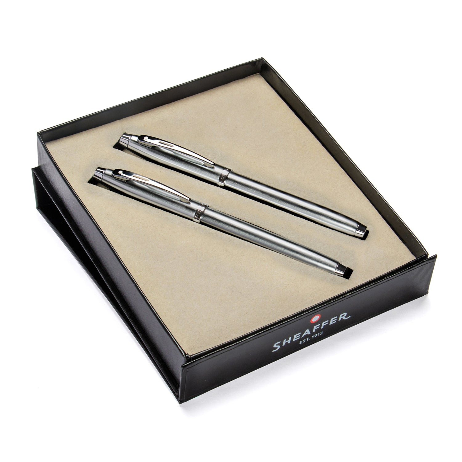 Sheaffer® Gift Set ft. Brushed Chrome S100 9306 with Chrome Trim as Set of 2 pens -  Rollerball Pen & Fountain pen (M)