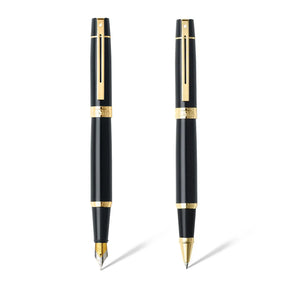 Sheaffer® Gift Set ft. Glossy Black S300 9325 with Gold Tone Trim as Set of 2 pens -  Rollerball Pen & Fountain pen (M)