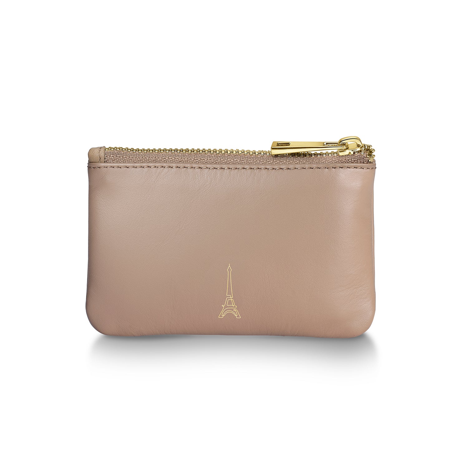Sheaffer Emily in Paris Full-Grain Leather Zipped Key Fob Pouch with Bow-Shaped Emblem - Taupe