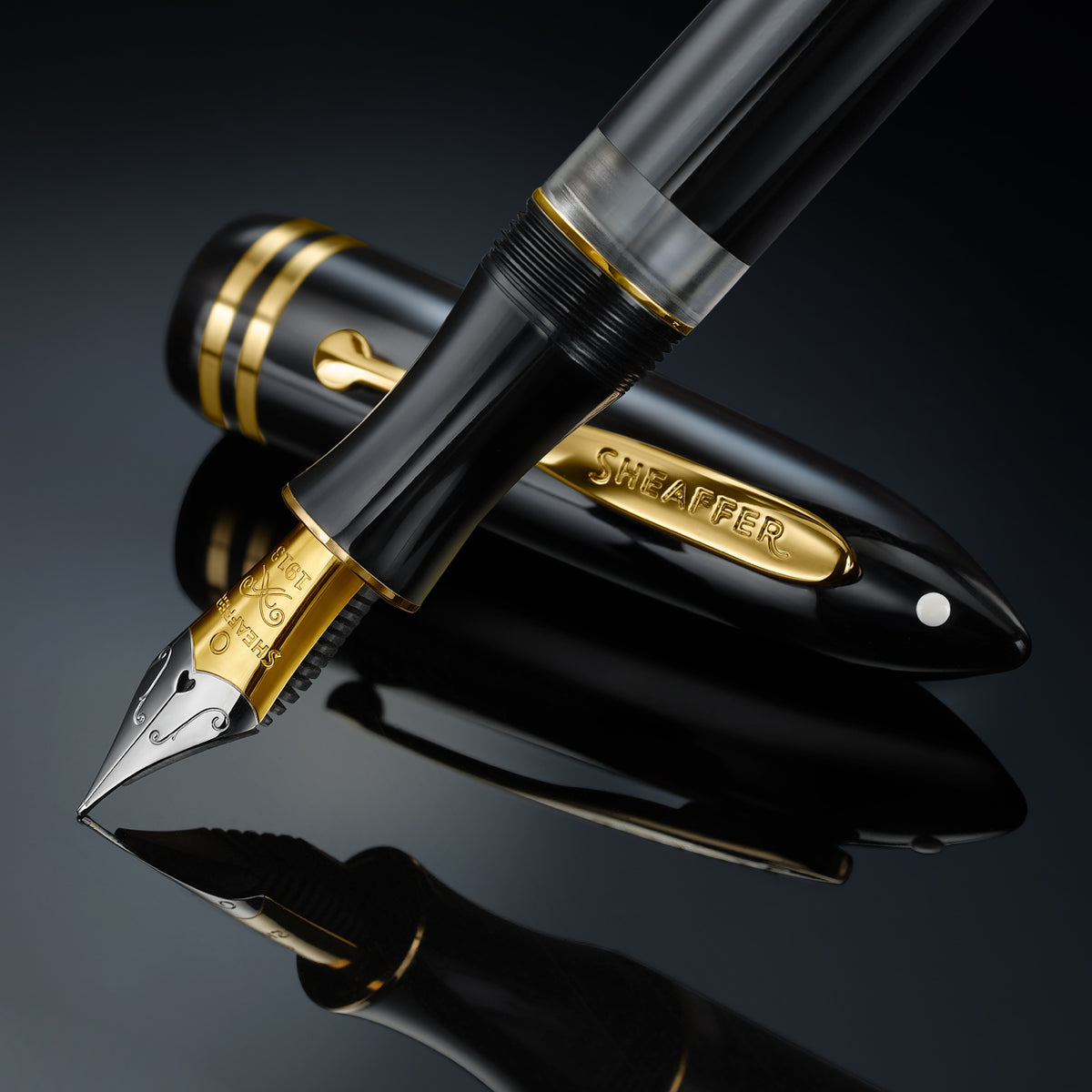 PEN SHEAFFER BALANCE III E893 GLOSSY BLACK AND GOLD TRIMS FP FINE