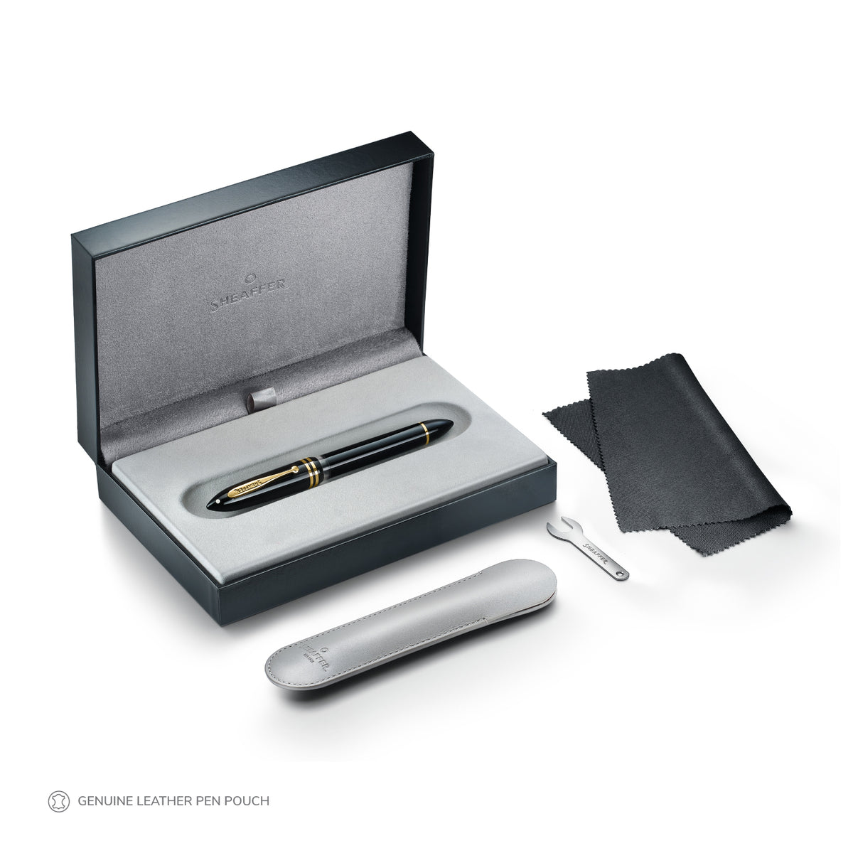 PEN SHEAFFER BALANCE III E893 GLOSSY BLACK AND GOLD TRIMS FP FINE