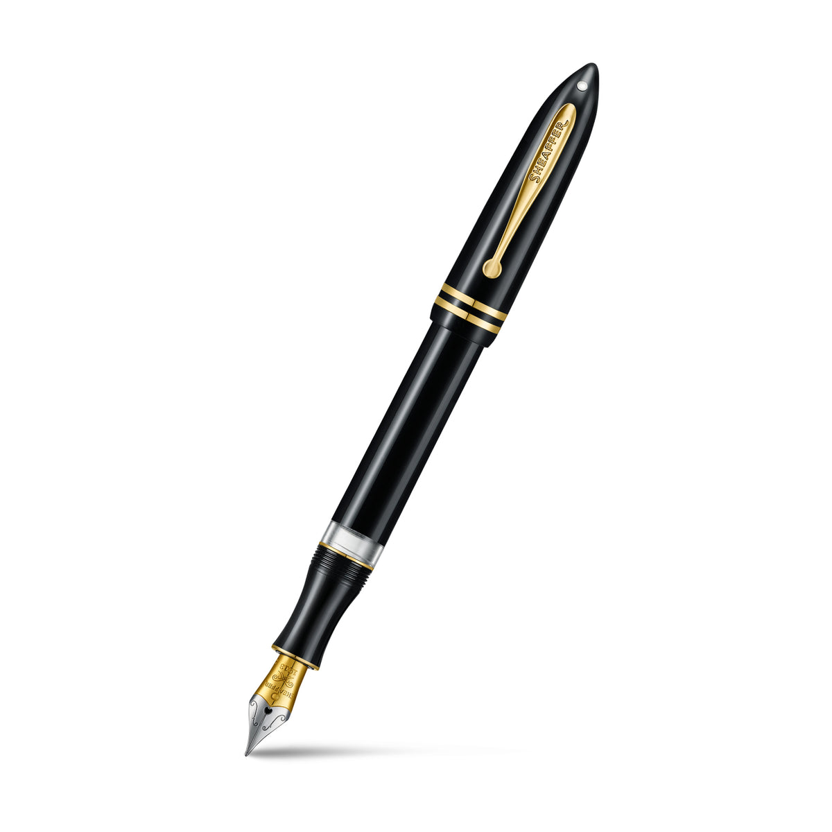 PEN SHEAFFER BALANCE III E893 GLOSSY BLACK AND GOLD TRIMS FP BROAD