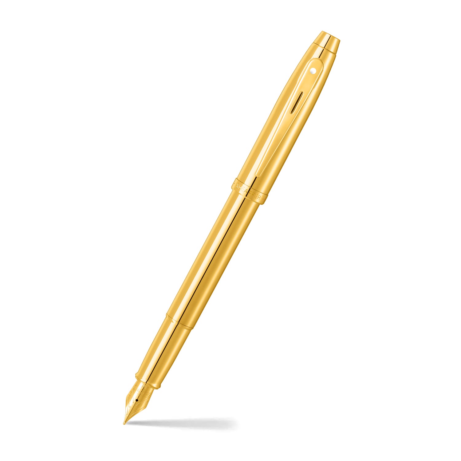 Sheaffer® 100 9372 Glossy PVD Gold Fountain Pen With PVD Gold Trim - Medium