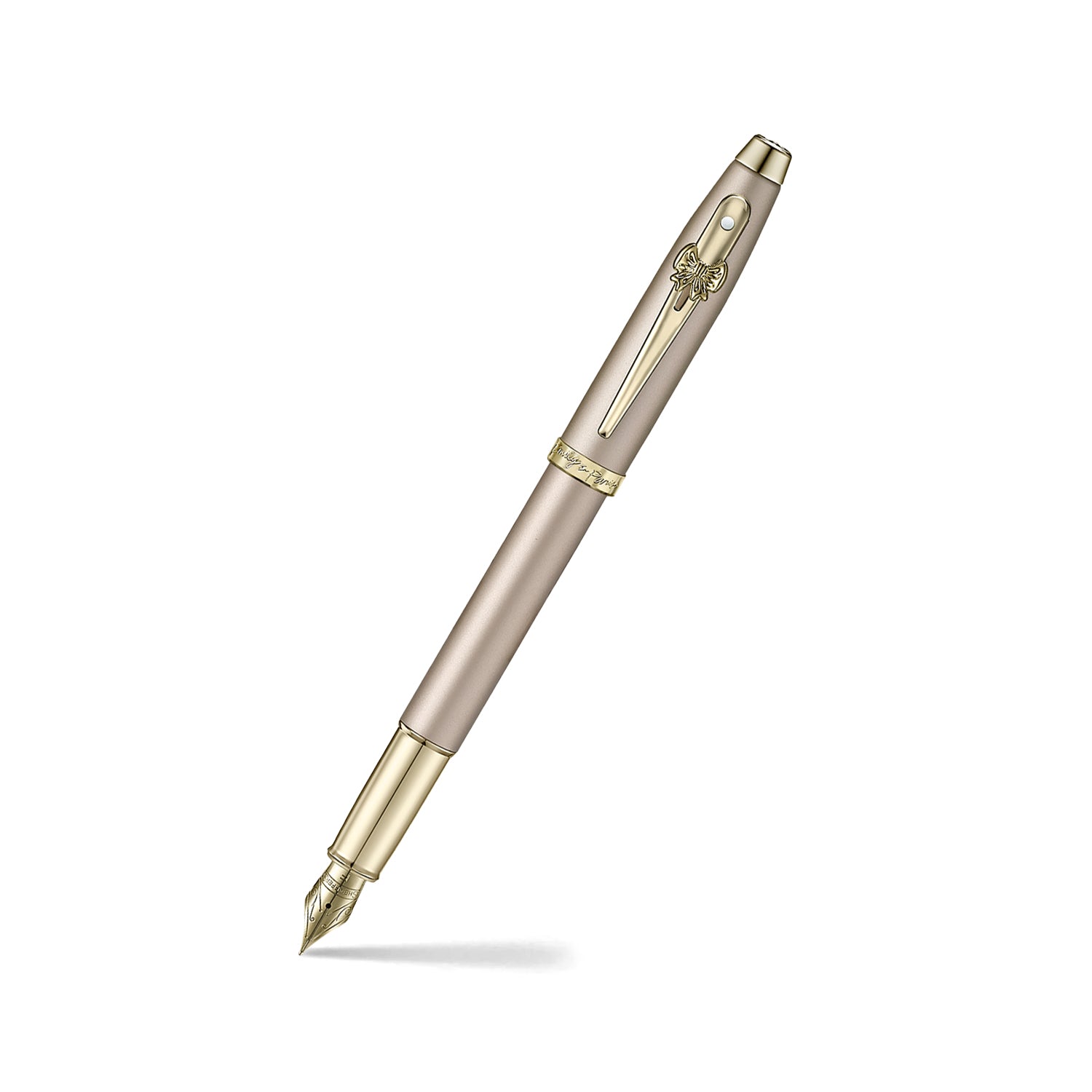 Sheaffer 100 Emily in Paris 9377 Champagne Gold Fountain Pen with Champagne Gold Trims and Bow-Shaped Clip Emblem (Fine)