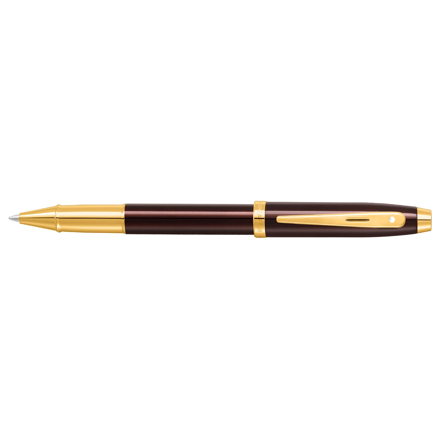 Sheaffer® 100 9370 Glossy Coffee Brown Rollerball Pen With PVD Gold-Tone Trim