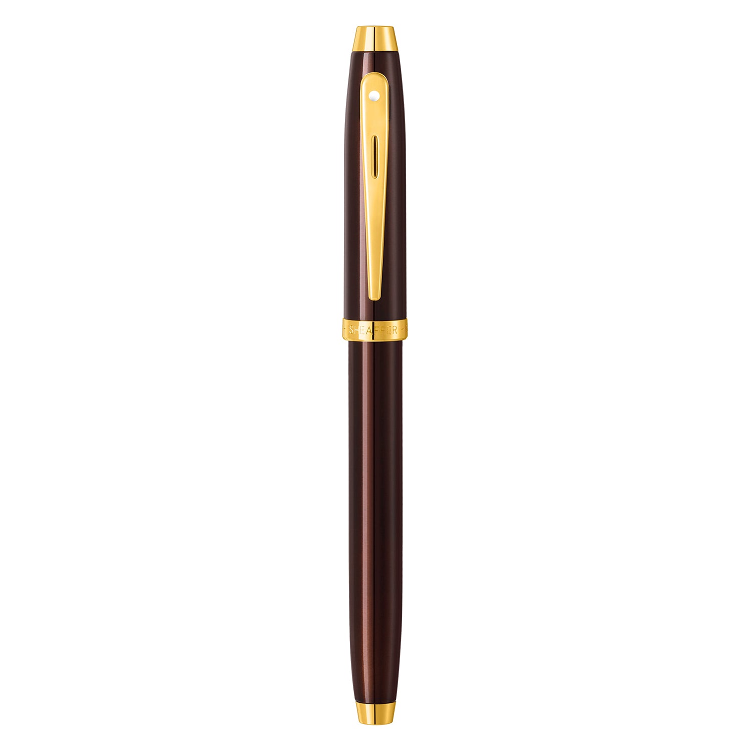 Sheaffer® 100 9370 Glossy Coffee Brown Rollerball Pen With PVD Gold-Tone Trim