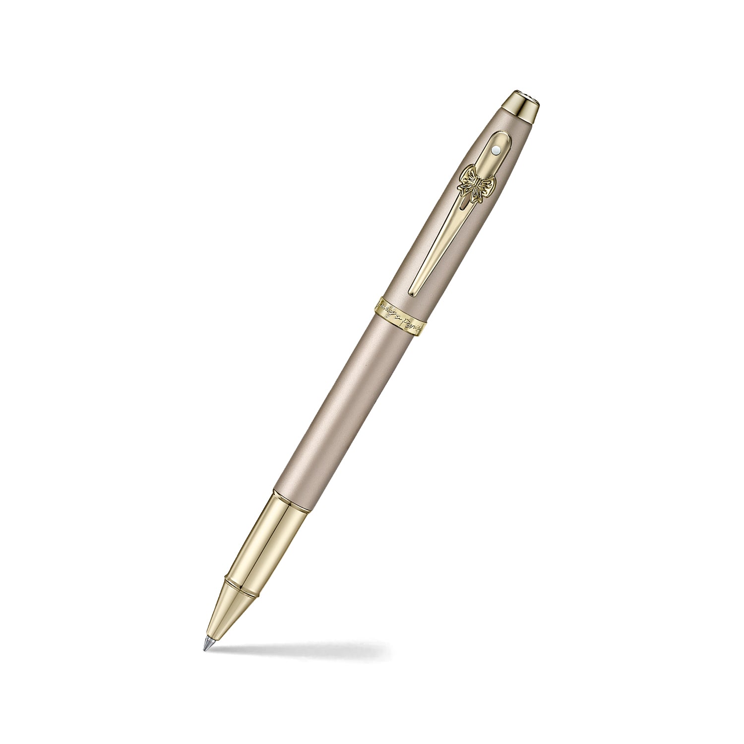 Sheaffer 100 Emily in Paris 9377 Champagne Gold Rollerball Pen with Champagne Gold Trims and Bow-Shaped Clip Emblem