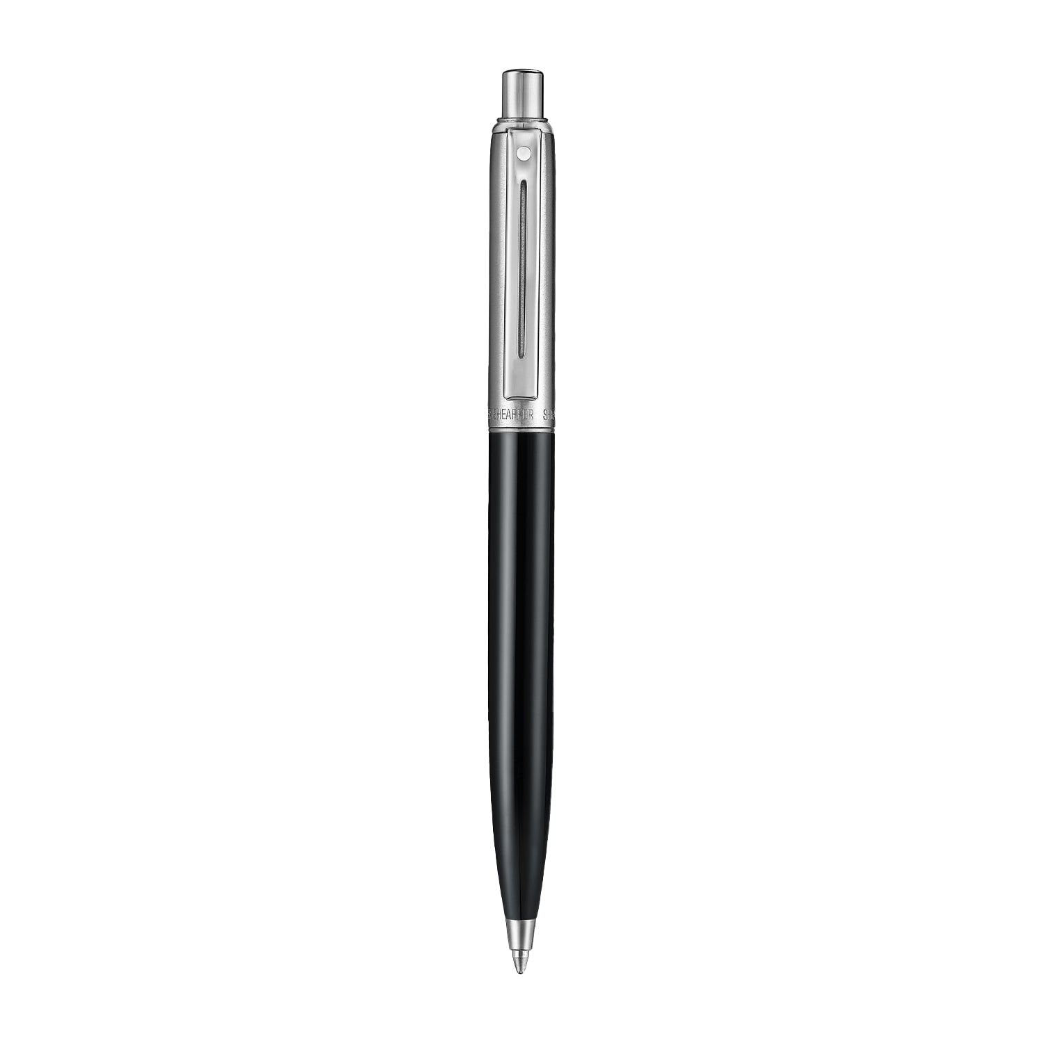 Sheaffer Sentinel Metal 332 Glossy Black Barrel and Brushed Chrome Ballpoint Pen with Chrome Trims
