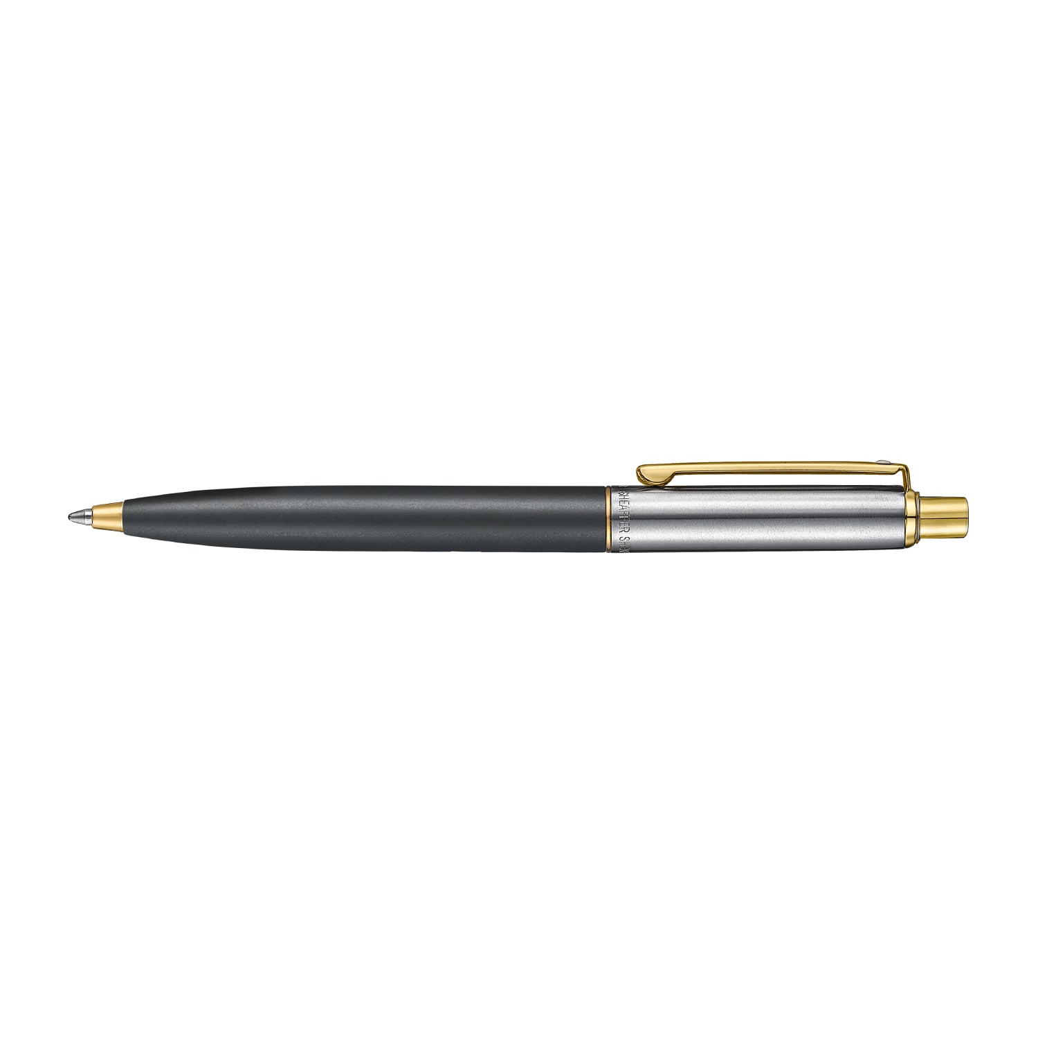 Sheaffer Sentinel Metal 334 Matte Black Barrel and Brushed Chrome Cap Ballpoint Pen with Gold Trims