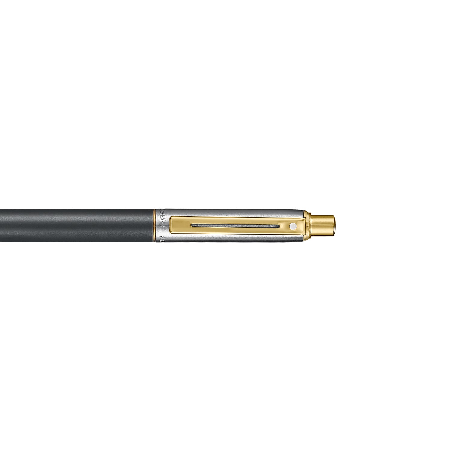 Sheaffer Sentinel Metal 334 Matte Black Barrel and Brushed Chrome Cap Ballpoint Pen with Gold Trims