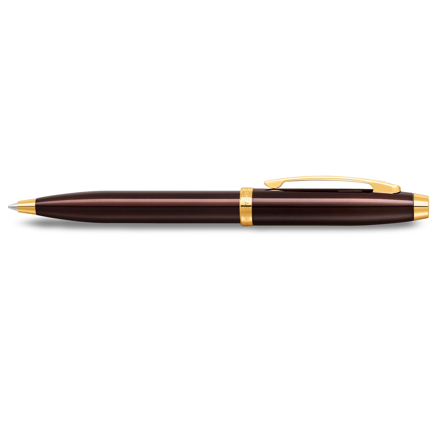 The Sheaffer® 100 9370 Glossy Coffee Brown Ballpoint Pen With PVD Gold-Tone Trim is a pen with gold trim that guarantees a writing experience like no other. It could be a perfect gift for those who appreciate the art of writing.