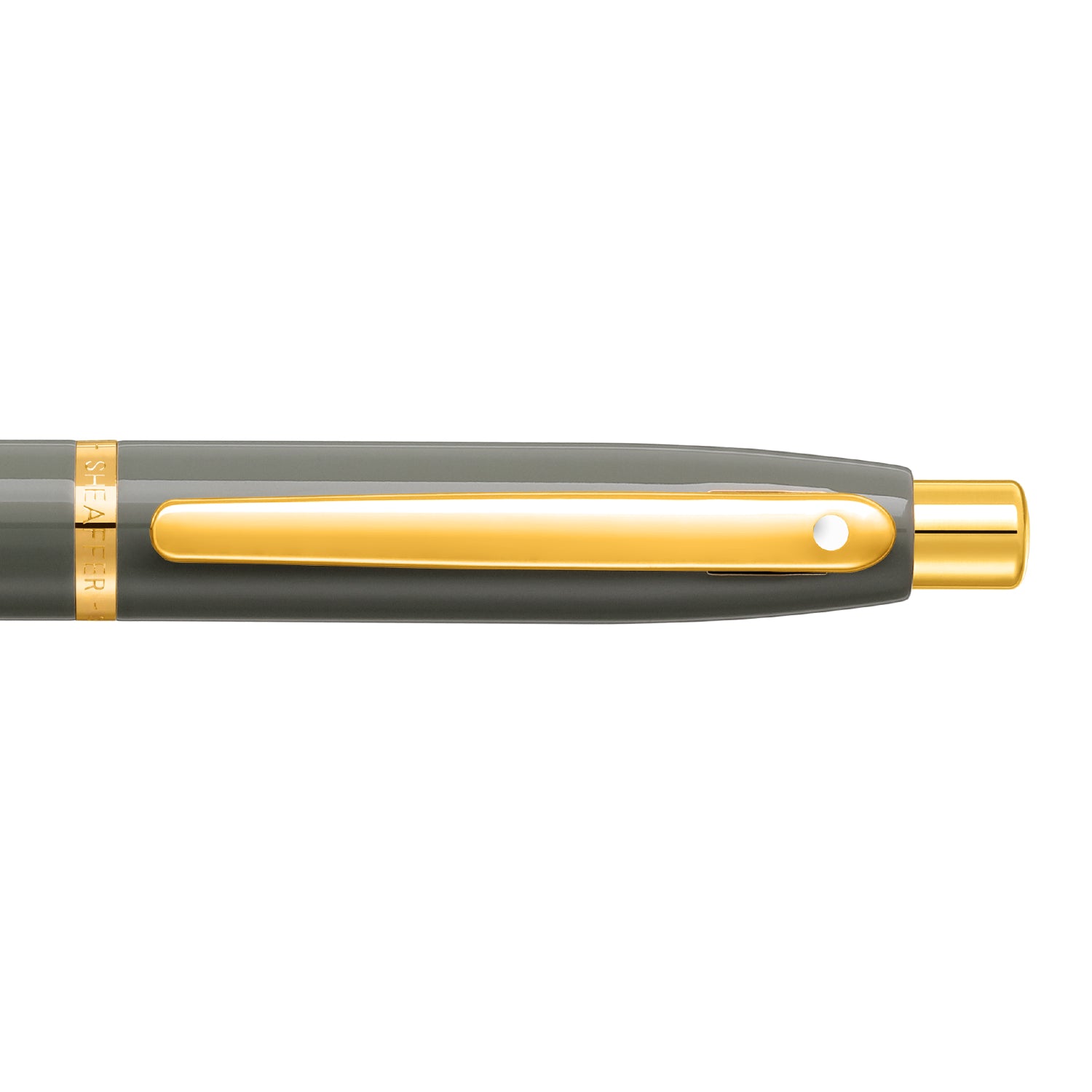 Sheaffer® VFM 9427 Glossy Light Gray Ballpoint Pen With PVD Gold-Tone Trim