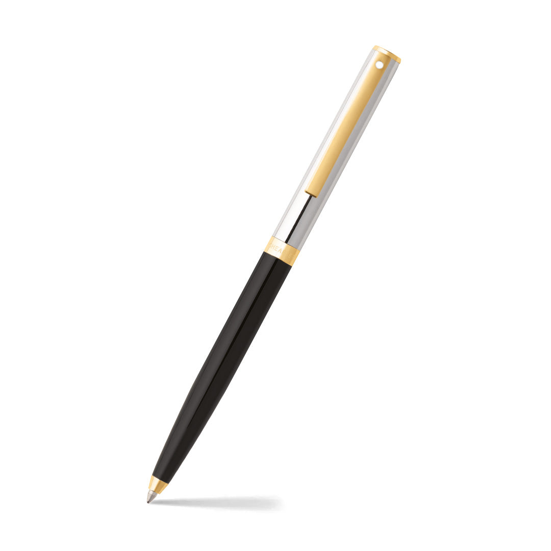 Sheaffer® SAGARIS 9475 Gloss Black Barrel and Chrome Cap Ballpoint Pen With Gold Tone Trim