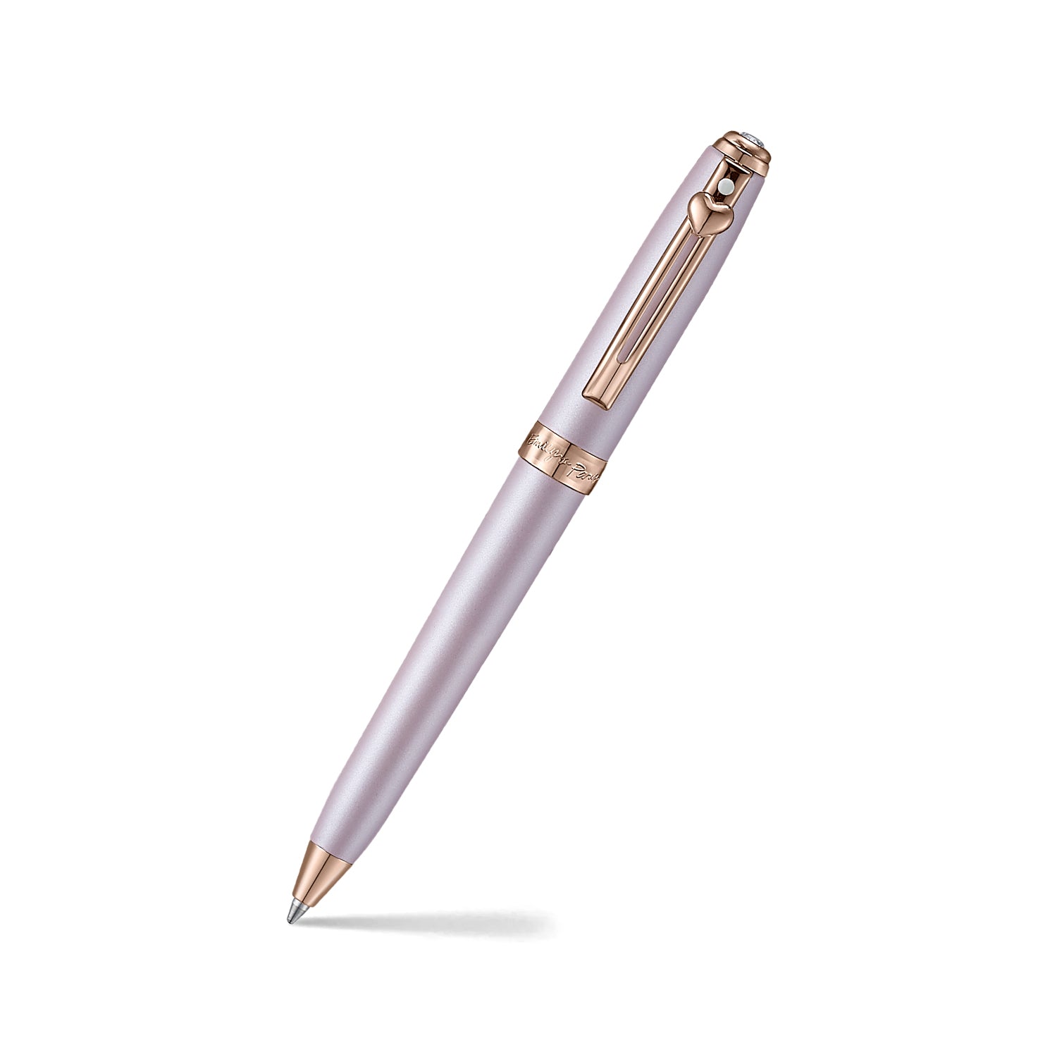 Sheaffer Emily in Paris Prelude Mini 9810 Pastel Pink Ballpoint Pen and PVD Rose Gold Trims with Heart Emblem and Swarovski Crystal