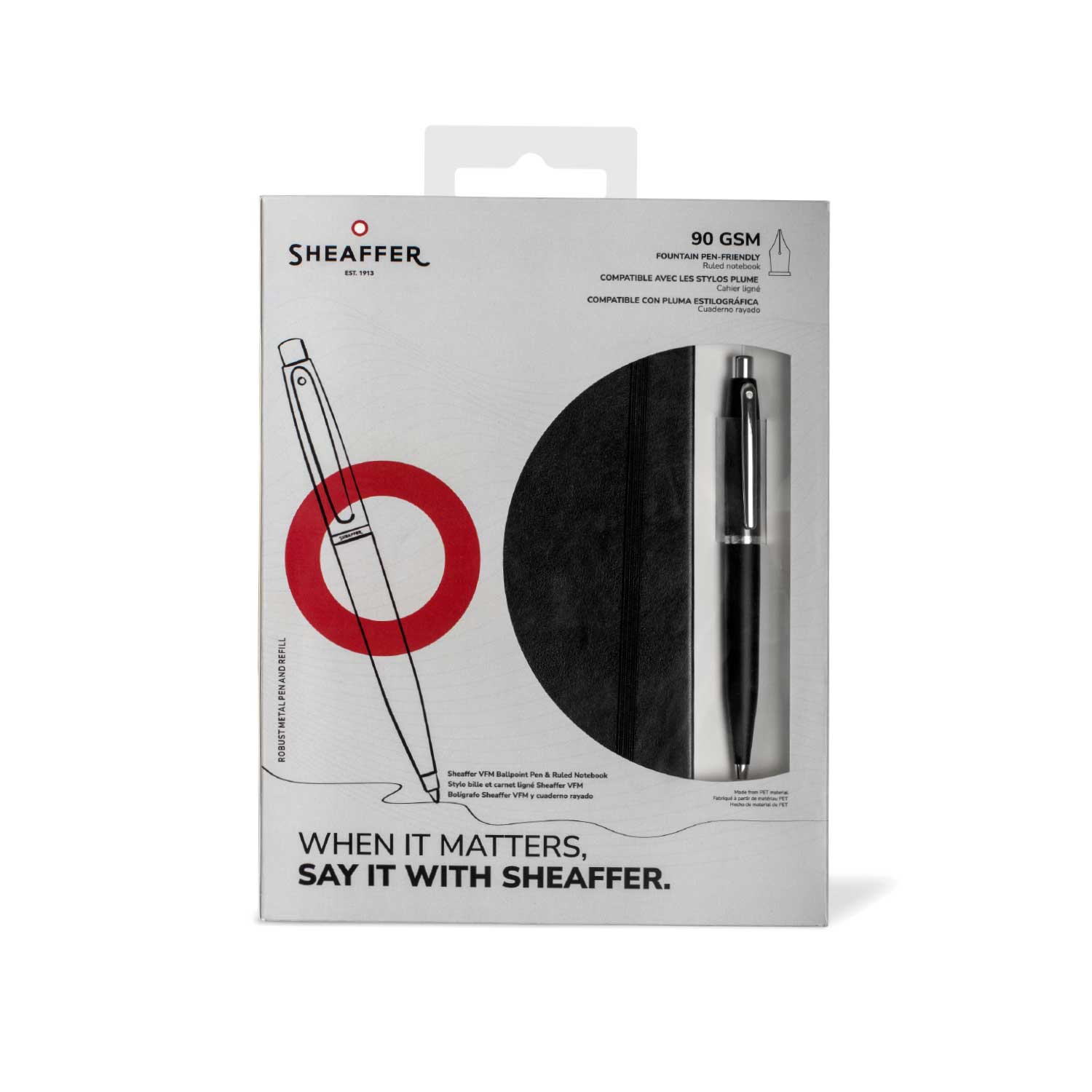 Sheaffer® Giftset VFM 9405 Black Ballpoint Pen and Medium Notebook Black Hangsell