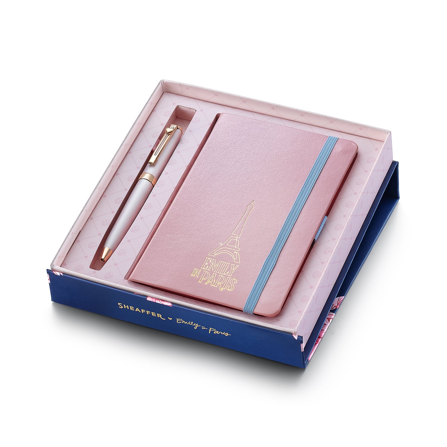 Sheaffer Gift Set ft - Emily in Paris Prelude Mini 9810 Pastel Pink Ballpoint Pen with Swarovski Crystal and Hardbound Small Notebook