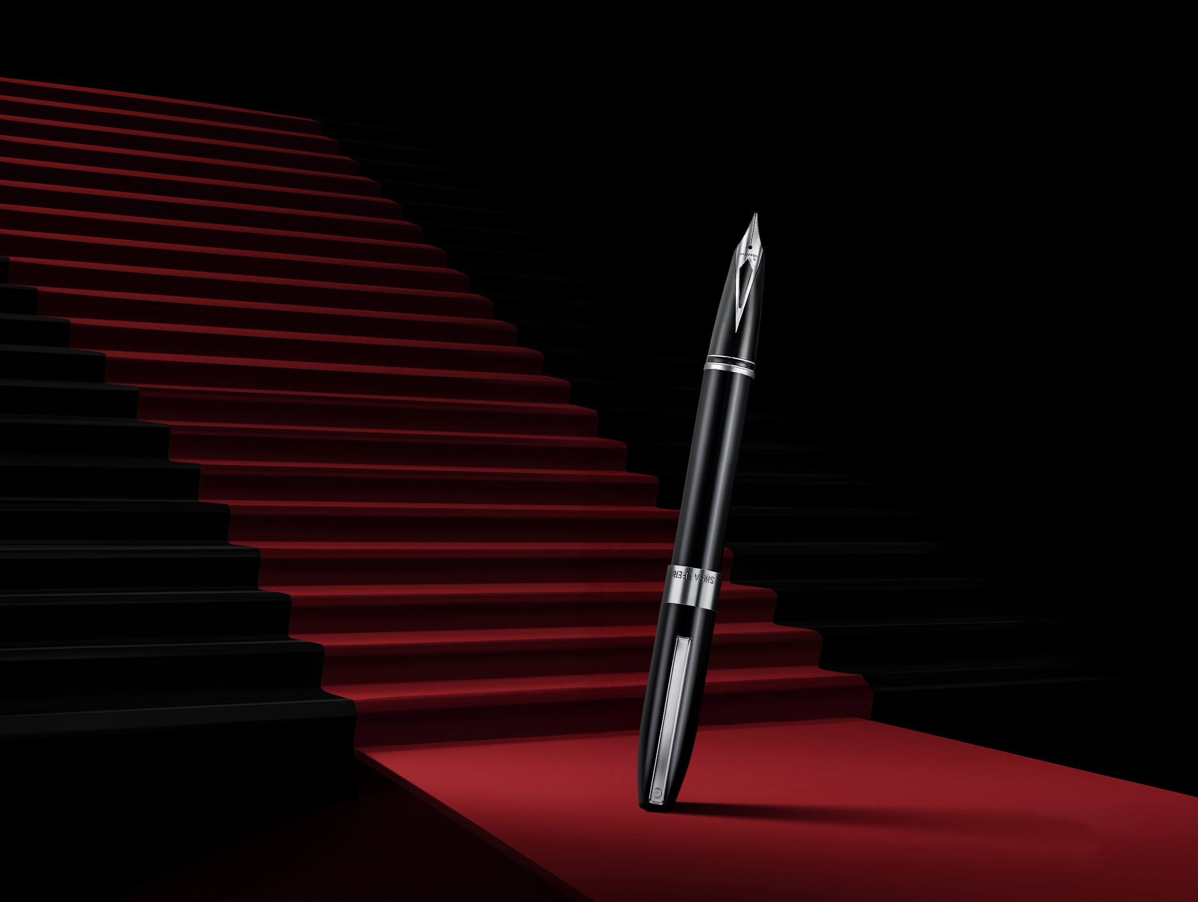 Sheaffer Legacy 9064 Glossy Black Inlaid Nib Fountain Pen with Chrome-