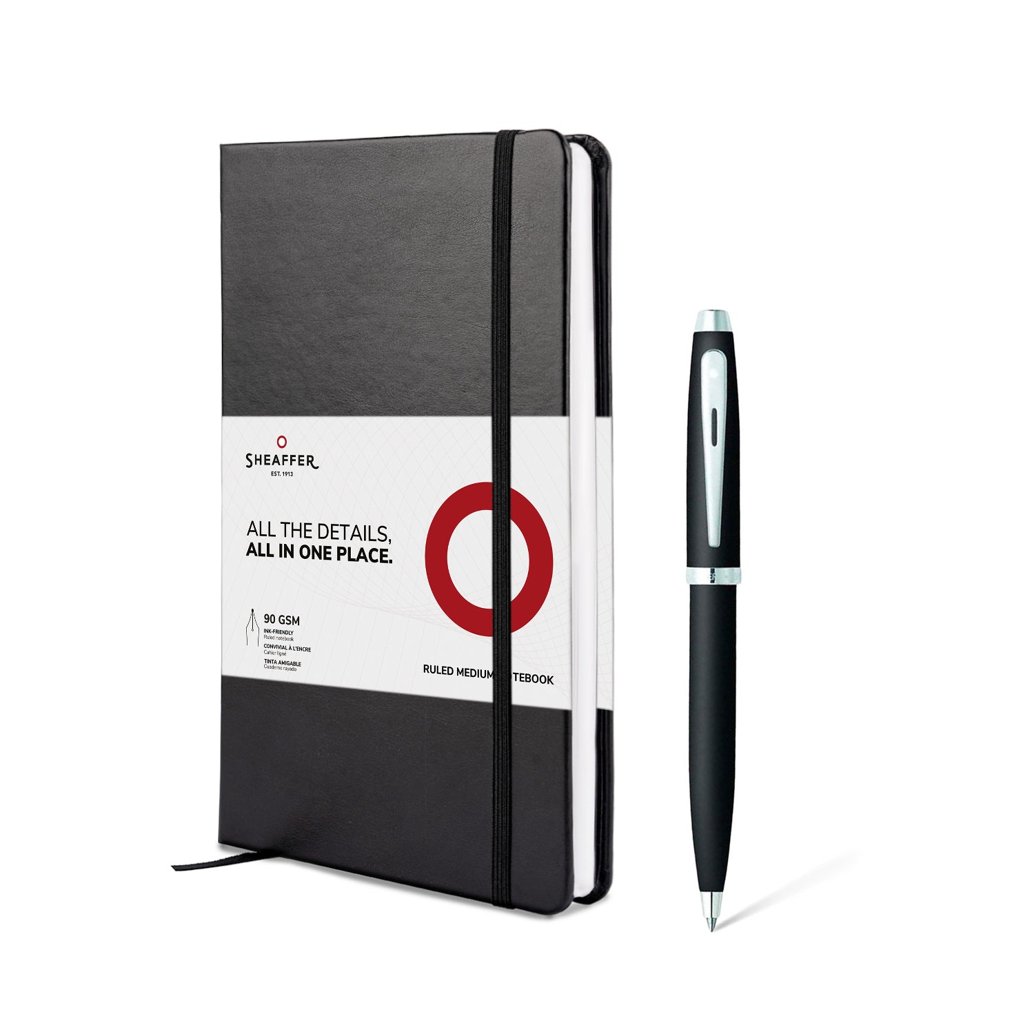 Sheaffer® Gift Set ft. Matte Black S100 9317 Ballpoint Pen with Chrome Trim and Medium Notebook