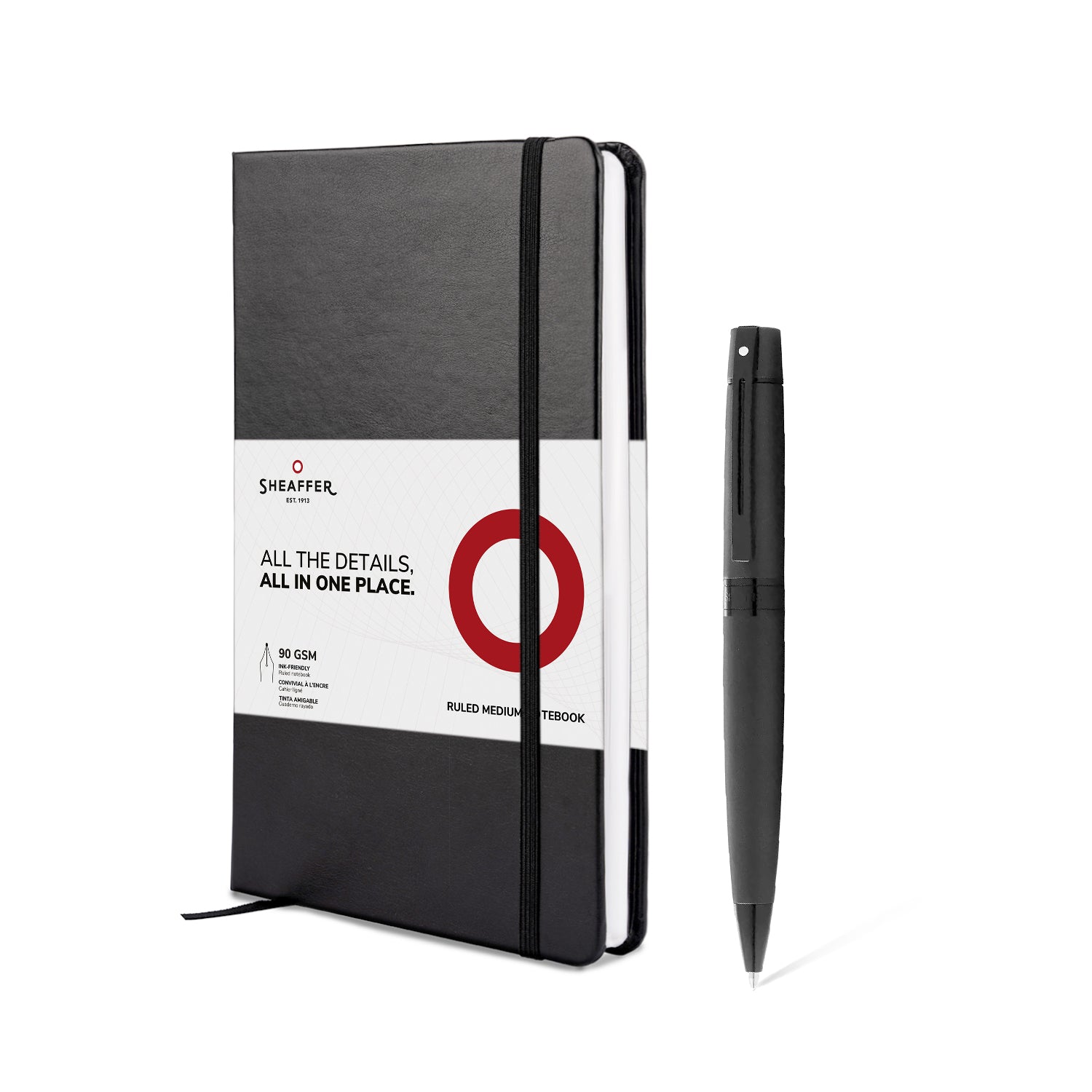 Sheaffer® Gift Set ft. Matte black S300 9343 Ballpoint Pen with Black Trim and Medium Notebook