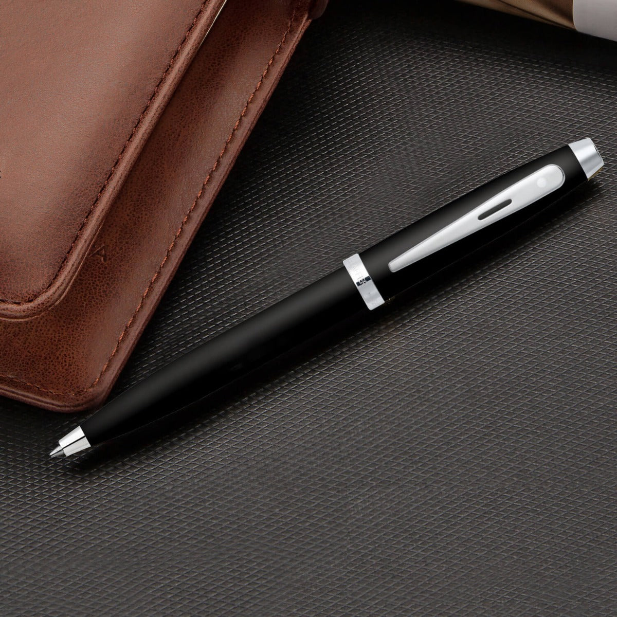 Sheaffer® 100 Matte Black Ballpoint Pen With Chrome Trims