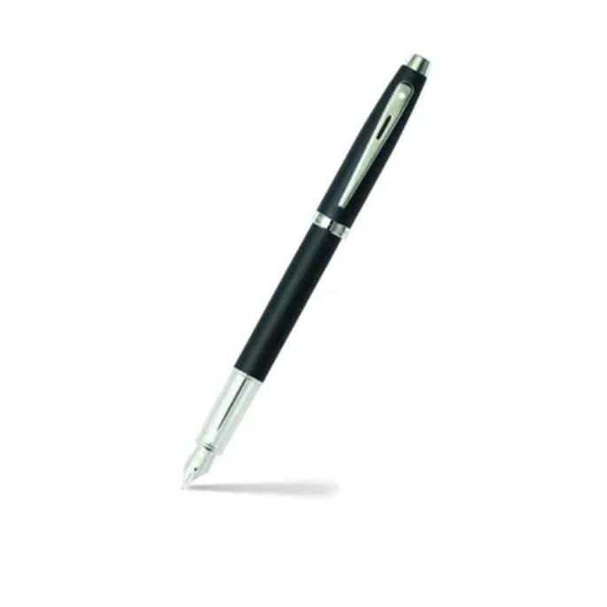 Sheaffer®100 Black Fountain Pen With Chrome Trims - Fine