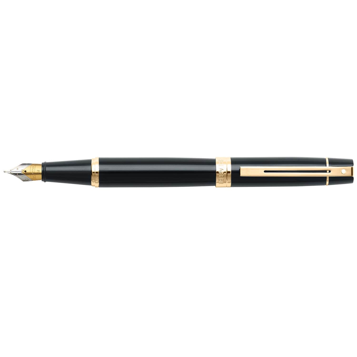 Sheaffer® 300 Glossy Black Fountain Pen With Gold Trims - Fine