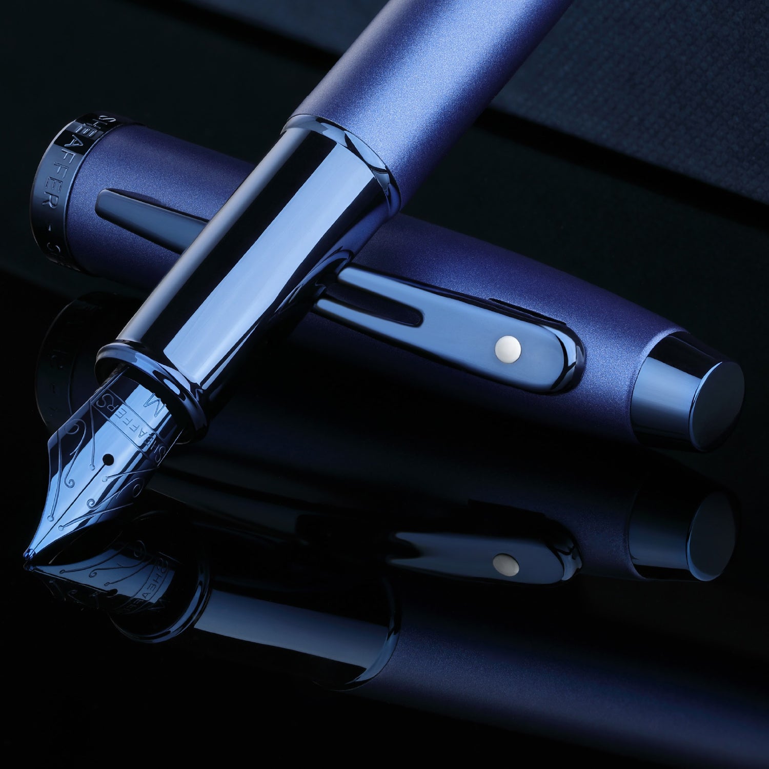 Sheaffer® 100 9371 Satin Blue Fountain Pen With PVD Blue Trim