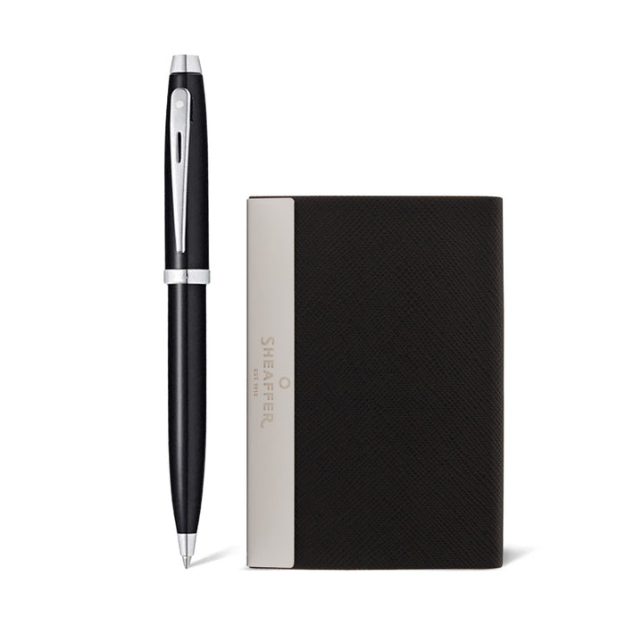 Sheaffer Gift Collection 100 - 9338 Glossy Black Ballpoint Pen with Chrome Trims and Business Card Holder - Image 2